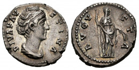Diva Faustina. Denarius. 141-146 AD. Rome. (Ric-358). (Bmc-389). (C-93). Anv.: DIVA AVG FAVSTINA, draped bust right. Rev.: AVGVSTA, Ceres, veiled, sta...