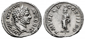 Caracalla. Denarius. 212 AD. Rome. (Ric-IV 194). (Bmcre-39). (Rsc-195). Anv.: ANTONINVS PIVS AVG BRIT, laureate head to right. Rev.: P M TR P XV COS I...