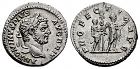 Caracalla. Denarius. 213 AD. Rome. (Spink-6877). (Ric-226). (Seaby-509). Rev.: PROFECTIO AVG. Caracalla in military dress standing right, holding spea...