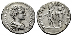 Geta. Denarius. 200-202 AD. Rome. (Ric-IV 18). (Bmcre-234). (Rsc-157b). Anv.: P SEPT GETA CAES PONT, bare-headed and draped bust to right . Rev.: PRIN...