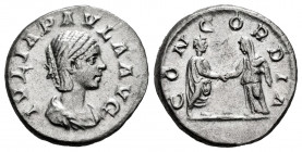 Julia Paula. Denarius. 219-220 AD. Rome. (Ric-214). (Bmcre-318). (Rsc-12). Anv.: IVLIA PAVLA AVG, draped bust right. Rev.: CONCORDIA, Elagabalus and J...