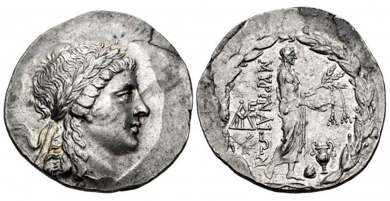 Aeolis. Myrina. Tetradrachm. 160-143 BC. Stephanophoric type. (Sacks-34). (Hunte...