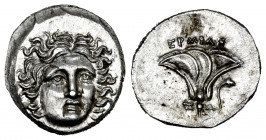 Kingdom of Macedon. Perseus. Drachm. 175-170 BC. Pseudo-Rhodas. Magistrate Ermias. (SNG Keckman-793/795 Thessalia). (Sng Cop-358). Anv.: Helios head f...