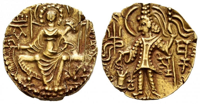 Kushan Empire. Shaka I. Dinar. 325-345 AD. Mint A, 27th emission. (MK-581). Anv....