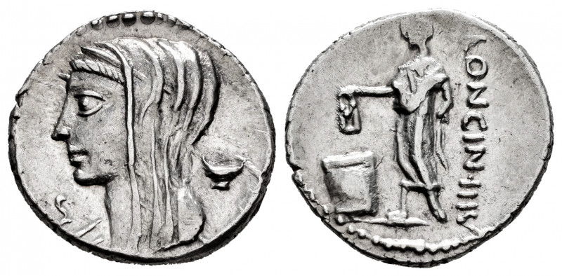 Cassius. L. Cassius Longinus. Denarius. 55 BC. Rome. (Rsc-10). (Ffc-561). (Craw-...