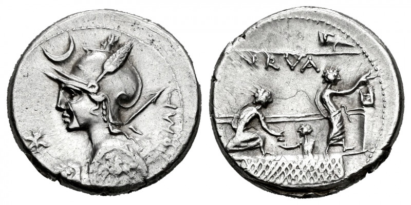 Licinius. P. Licinius Nerva. Denarius. 113-112 BC. Uncertain mint. (Rsc-7). (Ffc...
