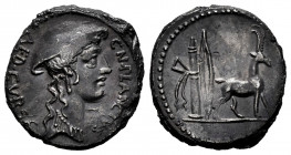Plancius. Cn. Plancius. Denarius. 55 BC. Rome. (Rsc-1). (Ffc-991). (Craw-432/1). (Cal-1122). Anv.: CN. PLANCIVS. AED. CVR. S.C., head of Diana Plancia...
