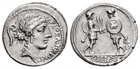 Servilius. C. Serveilius C.f. Denarius. 57 BC. Rome. (Rsc-15). (Ffc-1122). (Craw-423/1). (Cal-1280). Anv.: Head of Flora right, wearing wreath of flow...