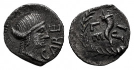 Lepidus. M. Aemilius Lepidus. Obol. 44-42 BC. Galia. Cabellio (Cavaillon). (RPC-528). (Sng Cop-684). Anv.: CABE Head of Apollo to right. Rev.: LE-PI C...