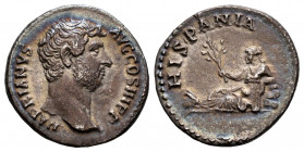 Hadrian. Denarius. 134-138 AD. Rome. (Ric-305). (Bmcre-846). (Rsc-822). Anv.: HADRIANVS AVG COS III P P, bare head right. Rev.: HISPANIA, Hispania rec...
