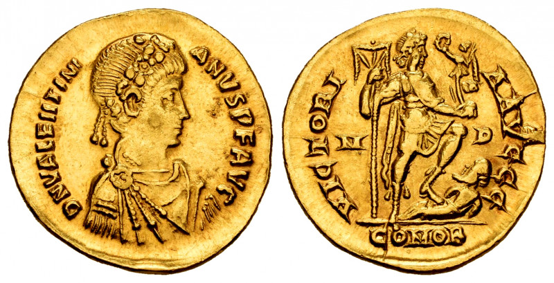 Valentinian II. Solidus. 375-392 AD. Mediolanum. Anv.: D N VALENTINI-ANVS P F AV...