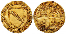 Kingdom of Castille and Leon. Juan II (1406-1454). Dobla de la Banda. Sevilla. (Bautista-791). (Tauler-113). Anv.: + IOHANES DEI GRACIA REX LEGION. Re...