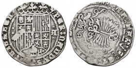 Catholic Kings (1474-1504). 1 real. Segovia. A. (Cal 2008-unlisted). (Cal 2019-398). (Lf-unlisted). Ag. 3,23 g. Shield between 3 pellet and gothic "A"...