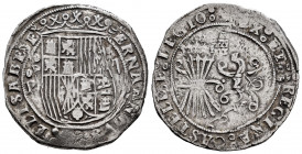 Catholic Kings (1474-1504). 2 reales. Segovia. (Cal-507 var). Anv.: FERNANDVS: (ET): ELISABE. Rev.: (+ RE)X: ET: REGINA: CASTELE: LEGIO:. Ag. 6,69 g. ...