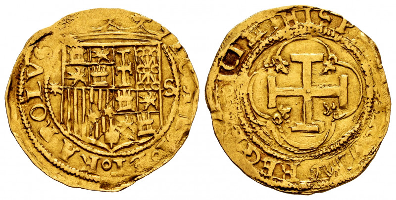 Charles-Joanna (1504-1555). 1 escudo. Sevilla. (Cal-197). (Tauler-25c similar). ...