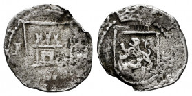 Philip II (1556-1598). 1/4 real. Lima. (Diego de la Torre). (Km-Unlisted). (Cal-103 similar). Ag. 0,63 g. I to left and * to right of castle. Variety ...