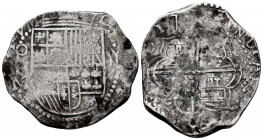 Philip III (1598-1621). 8 reales. 1617. Potosí. M (Juan Sánchez Mejía). (Cal-921). (Km-8). Ag. 26,50 g. Crude strike. This coin is exempt from any exp...