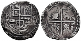 Philip IV (1621-1665). 8 reales. 1630. Potosí. T. (Cal-1455). Ag. 27,10 g. Visible date. Scarce. VF. Est...400,00. 

Spanish Description: Felipe IV ...
