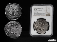 Philip IV (1621-1665). 8 reales. 1657. Potosí. E. (Cal-1519). Ag. 26,60 g. Without PH below the crown. Slabbed by NGC as VF30. Ex Espínola Collection....