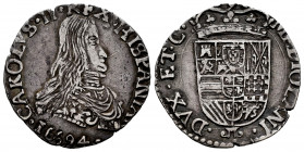 Charles II (1665-1700). 1/8 Felipe. 16694. Milano. (Tauler-3090, plate coin). (Vti-10). (Mir-390/2). Ag. 3,93 g. Adult bust. 5 digits date. Very rare....