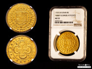 Philip V (1700-1746). 8 escudos. 1701. Sevilla. 8-M-S-8. (Cal-2267). Au. "Cross" type. Mintmark, value 8 and assayer on reverse. Rare. Slabbed by NGC ...