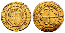 Philip V (1700-1746). Scudo d'oro. 1703. Cagliari. (Vti-50). (Mir-93/3). (Tauler-1142). Anv.: PHILIP · V · HISP · ET · SARD · REX · 1703 · . Rev.: ✮ ·...