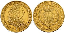 Ferdinand VI (1746-1759). 8 escudos. 1752. Lima. J. (Cal-765). (Cal onza-578). Au. 26,97 g. Minor nick on edge. With some original luster remaining. A...