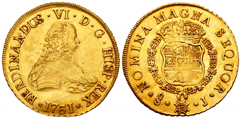 Ferdinand VI (1746-1759). 8 escudos. 1751. Santiago. J. (Cal-824). (Cal onza-644...