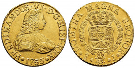 Ferdinand VI (1746-1759). 8 escudos. 1755. Santiago. J. (Cal-830). (Cal onza-649). Au. 27,01 g. Without value indication. Rare. Choice VF. Est...2500,...