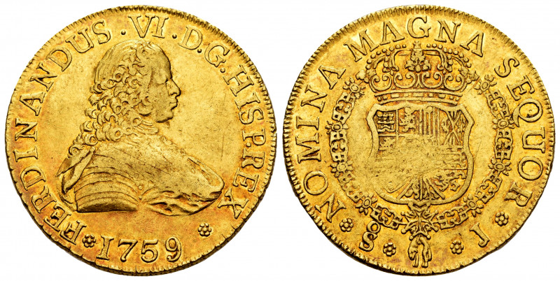 Ferdinand VI (1746-1759). 8 escudos. 1759. Santiago. J. (Cal-837). (Cal onza-657...