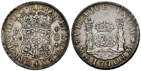 Charles III (1759-1788). 8 reales. 1770. México. FM. (Cal-1101). Ag. 26,90 g. Toned. Choice VF. Est...350,00. 

Spanish Description: Carlos III (175...