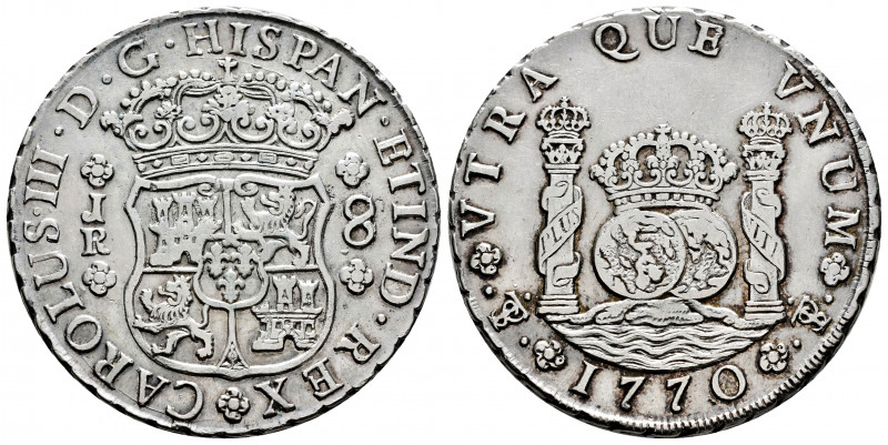 Charles III (1759-1788). 8 reales. 1770. Potosí. JR. (Cal-1168). Ag. 26,85 g. De...