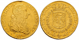 Charles III (1759-1788). 8 escudos. 1770. México. MF. (Cal-1996). (Cal onza-757). Au. 26,95 g. "Rat nose" type. Two soldering marks on the edge, exper...