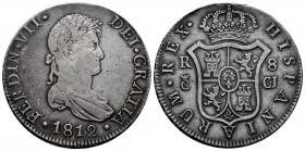 Ferdinand VII (1808-1833). 8 reales. 1812. Cadiz. CJ. (Cal-1152). Ag. 26,81 g. Toned. Rare. Choice VF. Est...600,00. 

Spanish Description: Fernando...