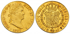 Ferdinand VII (1808-1833). 2 escudos. 1832. Madrid. AJ. (Cal-1639). Au. 6,79 g. Original luster. AU/Almost MS. Est...400,00. 

Spanish Description: ...