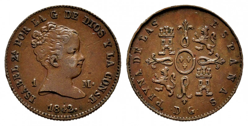 Elizabeth II (1833-1868). 1 maravedi. 1842. Madrid. DG (Departamento de Grabado)...