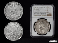 Elizabeth II (1833-1868). YII crowned counterstamp for circulation in Manila, over 8 reales of Peru. 1833. Lima. BA. (Cal-688). Ag. Slabbed by NGC as ...