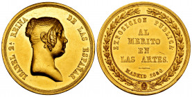 Elizabeth II (1833-1868). Medal. 1850. Madrid. (Vives-389). Anv.: ISABEL 2ª REINA DE LAS ESPAÑAS. Bust with diadem and curls. Rev.: EXPOSICION PUBLICA...