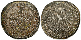 Germany. Ottingen. Ludwig Eberhard. 1 thaler. 1624. In the name of Ferdinand II. (Dav-7136). Ag. 29,55 g. Nicely toned and attractive with well-struck...