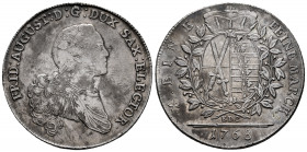 Germany. Saxony. Friedrich August III. 1 thaler. 1768. EDC. (Dav-2683). Ag. 27,96 g. Repaired welding at 12 o´clock. This coin is exempt from any expo...