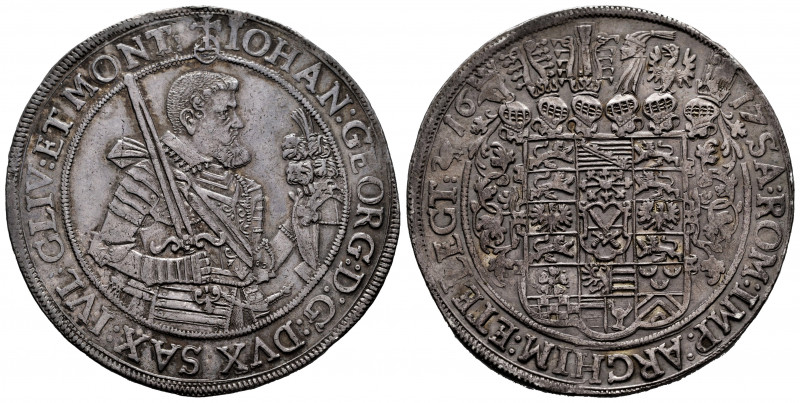 Germany. Sachsen-Albertinische. 1 thaler. 1617. Dresden. (Dav-7591). Ag. 29,08 g...