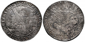 Germany. Sachsen-Albertinische. Johann Georg I. 1 thaler. 1654. Dresden. CR. (Dav-7612). Au. 28,85 g. Beautiful old cabinet tone. This coin is exempt ...