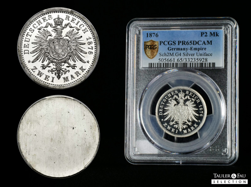 Germany. 2 mark. 1876. (Schaaf-2M.G4). Ag. Uniface proof trial strike in silver....