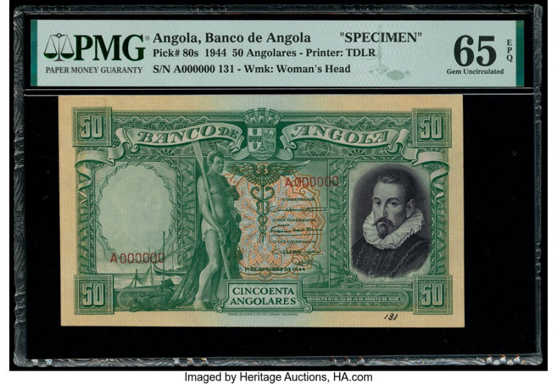 Angola Banco De Angola 50 Angolares 1.10.1944 Pick 80s Specimen PMG Gem Uncircul...