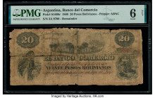 Argentina Banco del Comercio 20 Pesos Bolivianos 1.7.1869 Pick S1608r Remainder PMG Good 6 Net. Tape repairs are noted on this example.

HID0980124201...