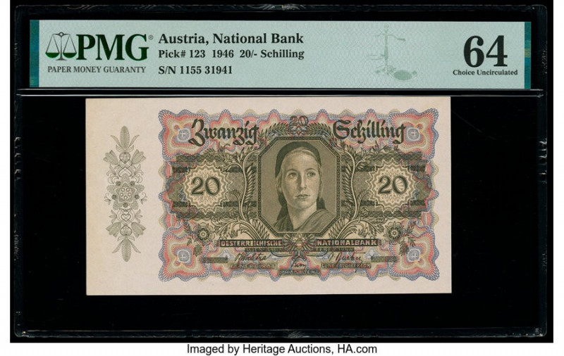 Austria Austrian National Bank 20 Schilling 2.2.1946 Pick 123 PMG Choice Uncircu...