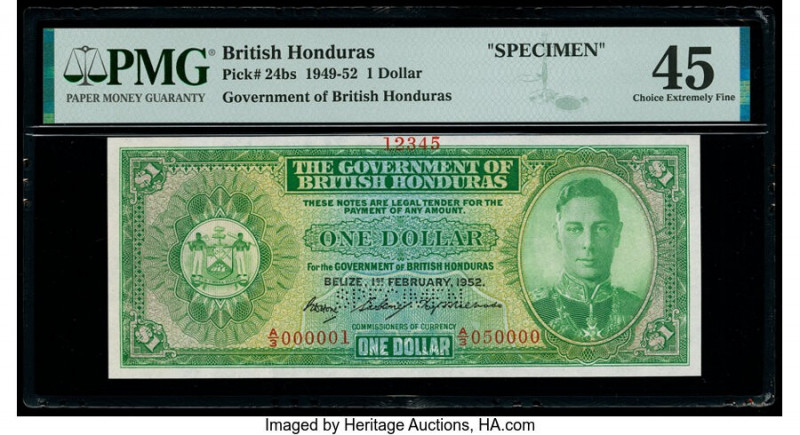 British Honduras Government of British Honduras 1 Dollar 1.2.1952 Pick 24bs Spec...