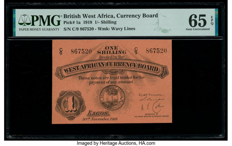 British West Africa West African Currency Board 1 Shilling 30.11.1918 Pick 1a PM...