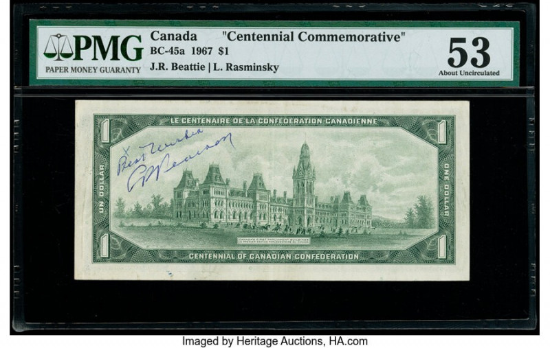 Canada Bank of Canada $1 1867-1967 BC-45a Commemorative PMG About Uncirculated 5...