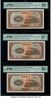 China Bank of Communications 10 Yuan 1941 Pick 159a S/M#C126-254 Three Consecutive Examples PMG Gem Uncirculated 65 EPQ; Superb Gem Unc 67 EPQ; Gem Un...